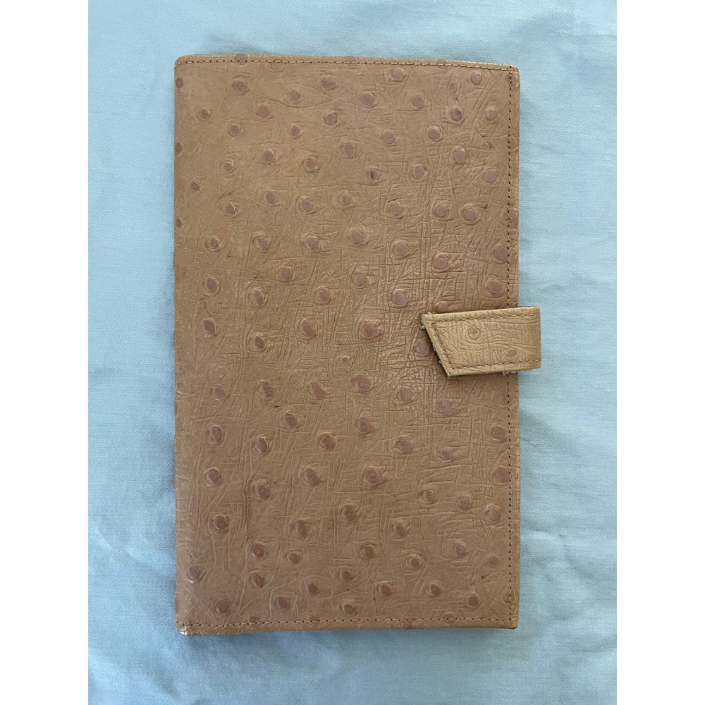 Vintage St. Thomas Ostrich Embossed Leather Passport Wallet Travel Organizer